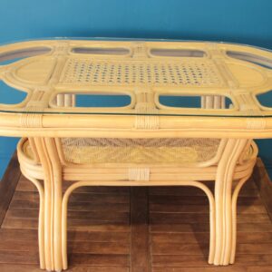 Bambu Rattan Klasik Oval Sehpa